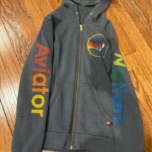 Aviator Nation Charcoal Jacket with Rainbow Accents